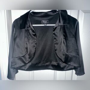 Elegant Black Satin Bolero Jacket